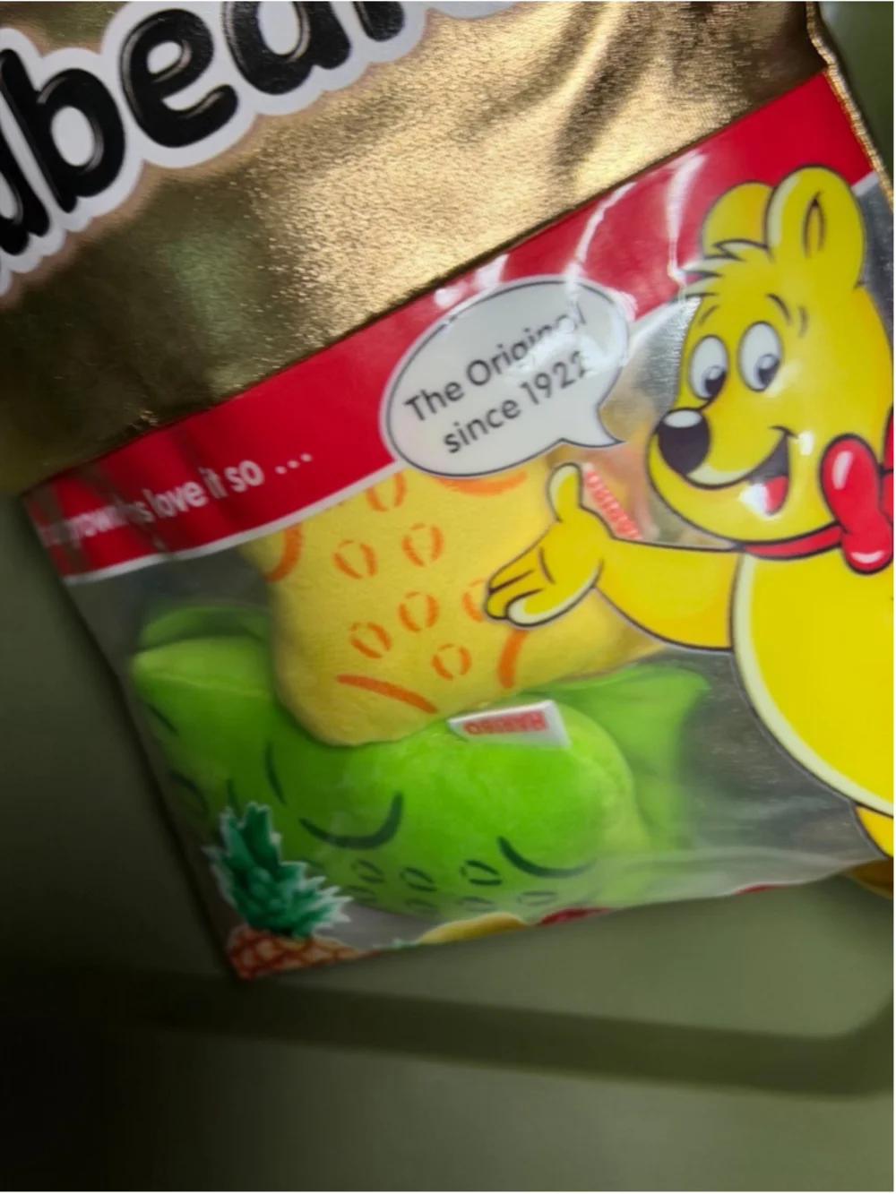 Haribo Goldbears Gummy Bears Throw Pillow W/ Mini Plush Bear Pieces Inside NEW